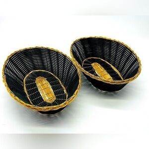 Set of 2 baskets dark dark navy blue (almost black) & gold bread or decorative